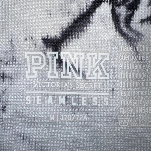 PINK Seamless Tie Dye Leggings Ribbed Black & White High Rise Sz M - Picture 4 of 8